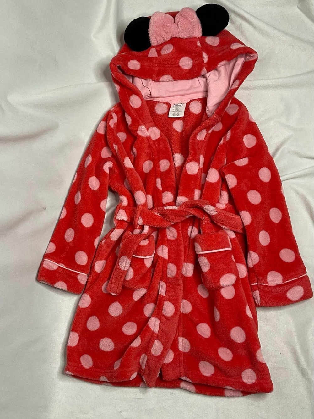Disney Collection Minnie Mouse Fuzzy Hooded Bow Ears Size 5/6